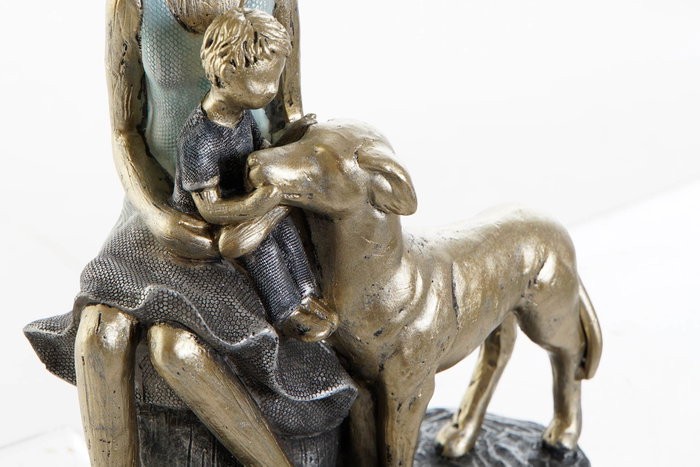 DKD Home Decor Figura de Resina Chica Perro Azul y Dorado