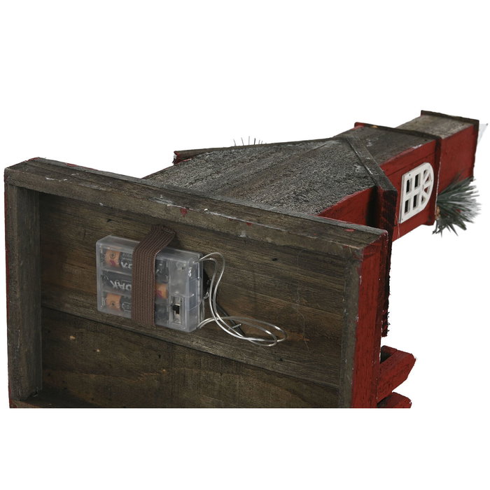 DKD Home Decor Set de 2 Adornos de Madera con LED Rojo y Blanco DKD Home Decor Set de 2 Adornos de Madera con LED Rojo y Blanco
