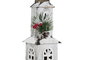 DKD Home Decor Set de 2 Adornos de Madera con LED Rojo y Blanco