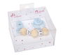 Muñecas Arias Set Chupete Azul/Blanco con Cadena de Bolas de Madera y Pinza Blanca