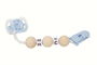 Muñecas Arias Set Chupete Azul/Blanco con Cadena de Bolas de Madera y Pinza Blanca