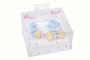 Muñecas Arias Set Chupete Azul/Blanco con Cadena de Bolas de Madera y Pinza Blanca