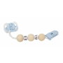 Muñecas Arias Set Chupete Azul/Blanco con Cadena de Bolas de Madera y Pinza Blanca