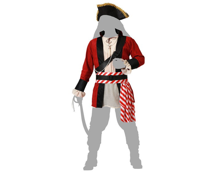 Disfraz Pirata Deluxe Rojo Hombre Adulto con Sombrero XL