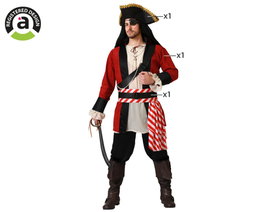 Disfraz Pirata Deluxe Rojo Hombre Adulto con Sombrero XL