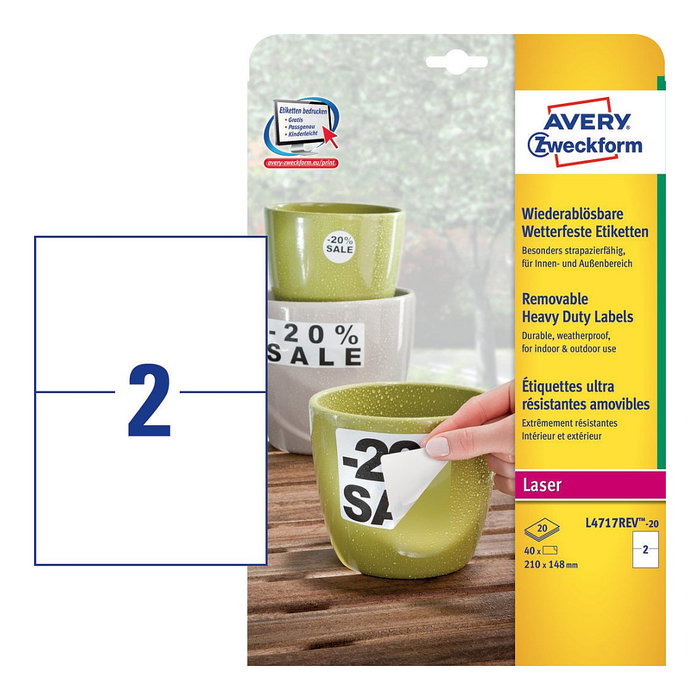 AVERY Zweckform Etiquetas de película resistentes al agua 210,0 x 148,0 mm