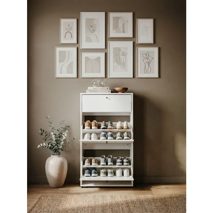 LÜNEBURG Zapatero Organizador Blanco para 12 Pares 58x25x111 cm LUNEBURG004180