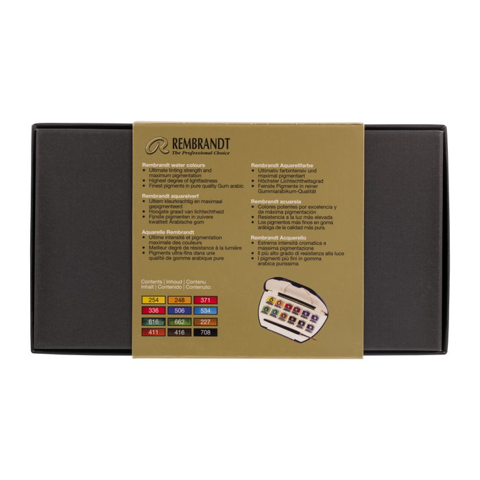 Rembrandt Set de acuarelas de bolsillo de plástico con 12 pastillas y pincel