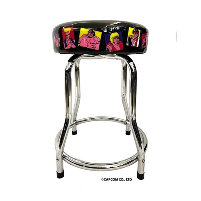 Arcade1Up Taburete Street Fighter Ajustable 21.5-29.5 Pulgadas Asiento Acolchado Marco Cromado