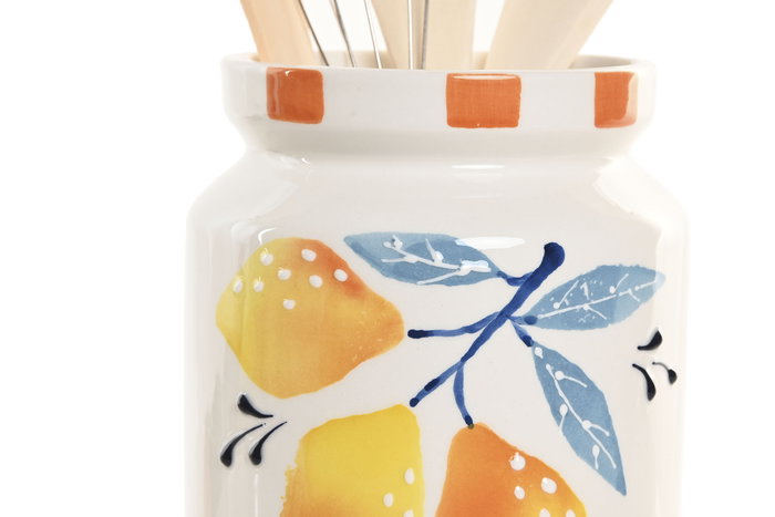 DKD Home Decor Set de 5 Botes para Utensilios Limón