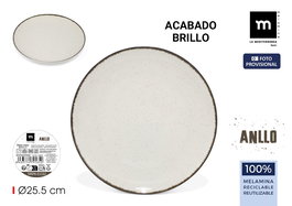 Inde Plato Llano Melamina Brillo Anllo La Mediterran 25.5 cm (24 Unidades)