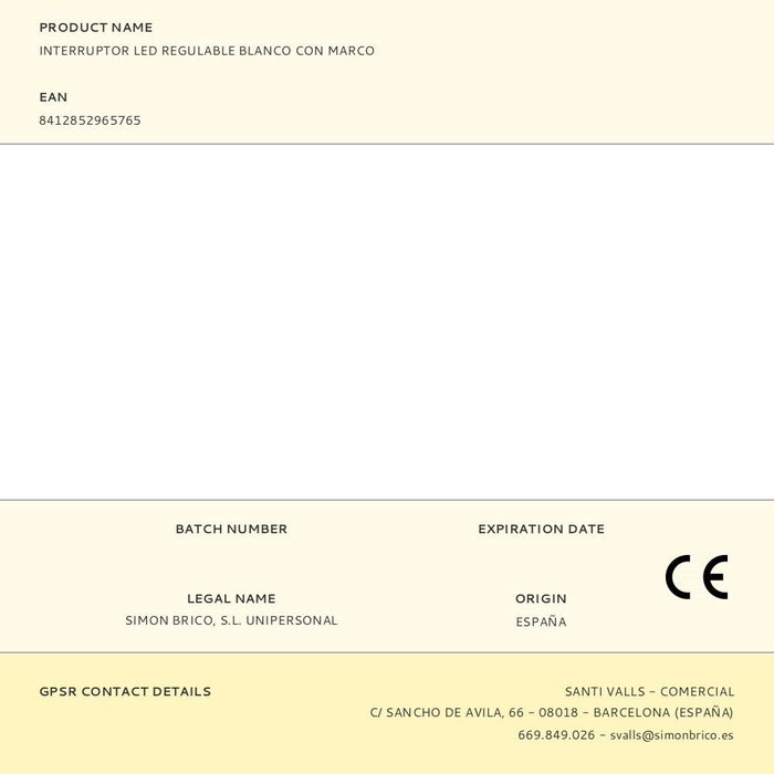 Simon Interruptor LED Regulable Blanco Serie 10 250V IP20 con Marco 8,5 x 8,5 cm Simon Interruptor LED Regulable Blanco Serie 10 250V IP20 con Marco 8,5 x 8,5 cm