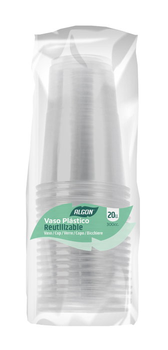 Algon Set 20 Vasos Transparentes 300cc (24 Unidades)
