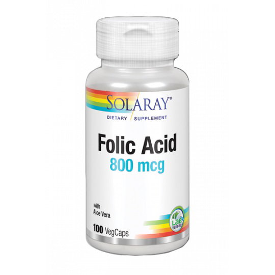 SOLARAY Ácido Fólico 800 mcg, 100 cápsulas