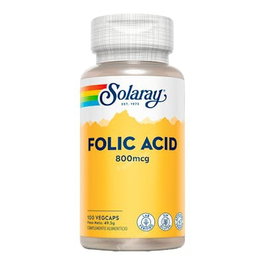 SOLARAY Ácido Fólico 800mcg 100 Cápsulas Vegano
