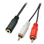 Lindy 35677 Cable de Audio 2x RCA Macho a 3.5mm Hembra - 0.25 m - Negro, Rojo, Blanco