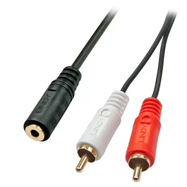 Lindy 35677 Cable de Audio 2x RCA Macho a 3.5mm Hembra - 0.25 m - Negro, Rojo, Blanco