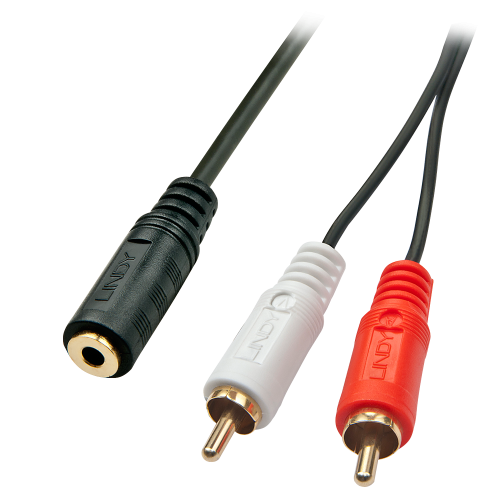 Lindy 35677 Cable Adaptador de Audio 0,25 m 2 x RCA Macho a 3,5 mm Hembra Lindy 35677 Cable Adaptador de Audio 0,25 m 2 x RCA Macho a 3,5 mm Hembra