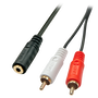 Lindy 35677 Cable Adaptador de Audio 0,25 m 2 x RCA Macho a 3,5 mm Hembra