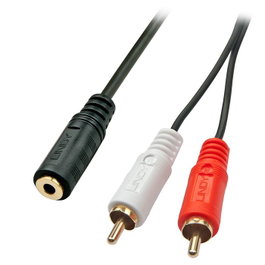 Lindy 0.25m AV Adapter Cable - 3.5mm Female to 2 x RCA Male Audio Cable