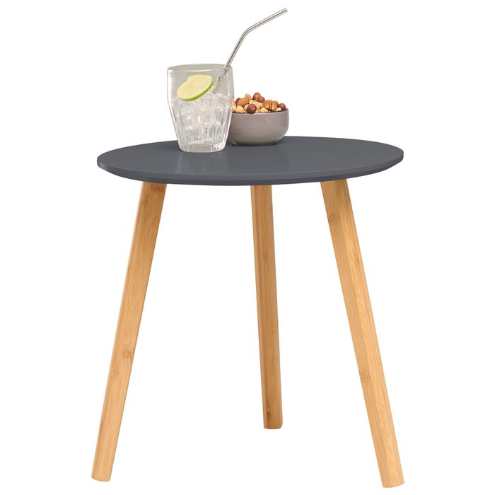 Day Mesa Auxiliar DM y Bambú Gris Castor Diámetro 40 cm Altura 40 cm