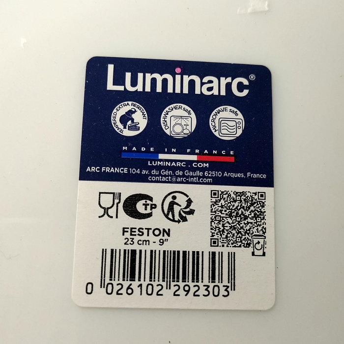 Luminarc Plato Hondo Opal Feston 23 cm Blanco