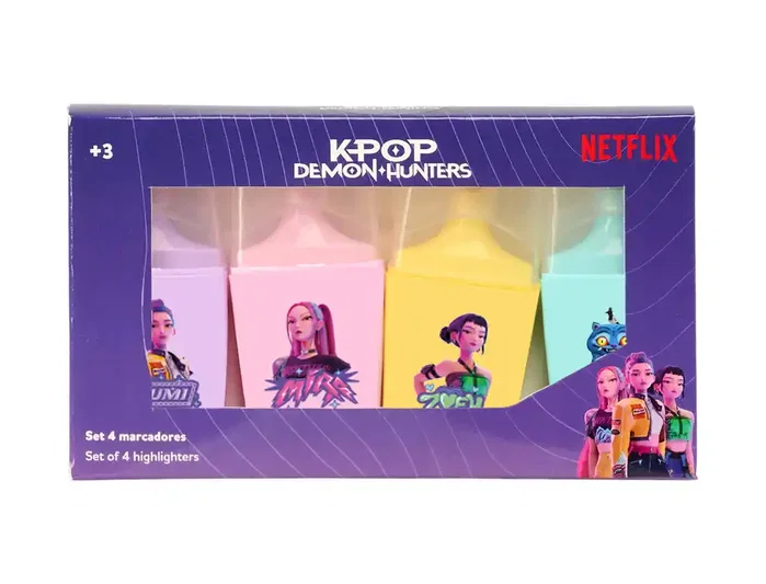 Safta Rotuladores Fluorescentes K-pop Demon Hunters Stationery 4 Unidades Safta Rotuladores Fluorescentes K-pop Demon Hunters Stationery 4 Unidades