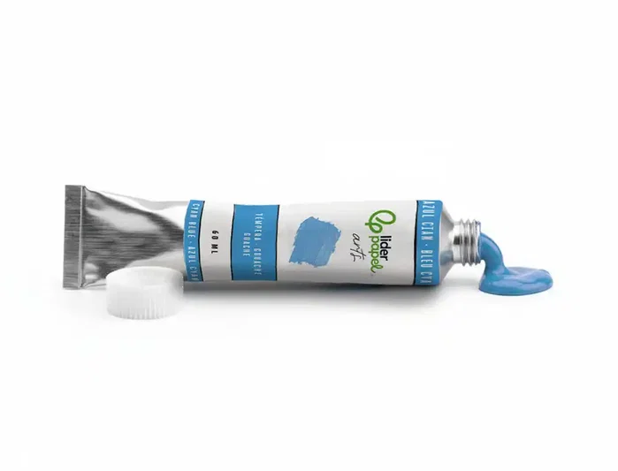 Liderpapel Témpera gouache tubo de aluminio de 60 ml color azul cian