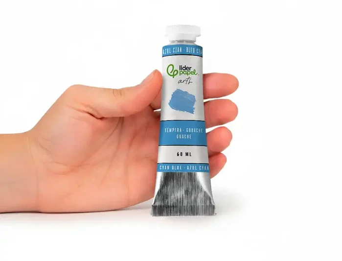 Liderpapel Témpera gouache tubo de aluminio de 60 ml color azul cian