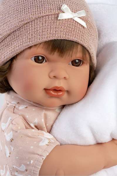 Llorens Muñeca Carla Llorona con Mantita 42 cm Cuerpo de Tela, Sonido, 3+ años