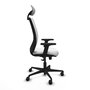 Silla de oficina Zulema con mecanismo Sincro tapizada con Tela color Blanco. Equipada con lumbar 1D, Brazos 2D, Cabecero Fijo y Ruedas 65mm nailon