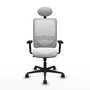 Silla de oficina Zulema con mecanismo Sincro tapizada con Tela color Blanco. Equipada con lumbar 1D, Brazos 2D, Cabecero Fijo y Ruedas 65mm nailon