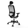 Silla de oficina Zulema con mecanismo Sincro tapizada con Tela color Blanco. Equipada con lumbar 1D, Brazos 2D, Cabecero Fijo y Ruedas 65mm nailon