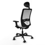 Silla de oficina Zulema con mecanismo Sincro tapizada con Tela color Blanco. Equipada con lumbar 1D, Brazos 2D, Cabecero Fijo y Ruedas 65mm nailon