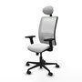 Silla de oficina Zulema con mecanismo Sincro tapizada con Tela color Blanco. Equipada con lumbar 1D, Brazos 2D, Cabecero Fijo y Ruedas 65mm nailon