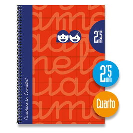 Lamela Bloc Tapa Forrada 4º 80H Cuadrovia 2,5 Mm Rojo (Set de 5)
