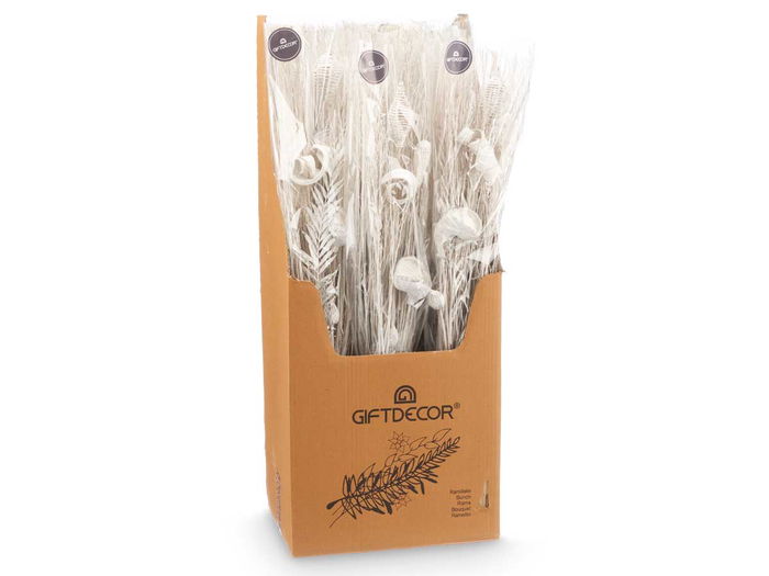 Giftdecor Ramillete Blanco Metalico 22 cm x 100 cm x 22 cm (Set de 8)