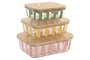 DKD Home Decor Set de 3 Recipientes de Cristal con Rayas (20x15x6,5 cm)