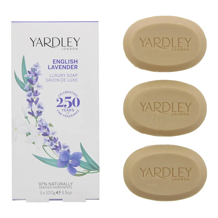 Yardley Set Trio English Lavender, 3 barras de jabón de 100 g