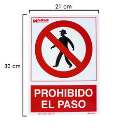 WOLFPACK LINEA PROFESIONAL Cartel Prohibido El Paso 30 x 21 cm