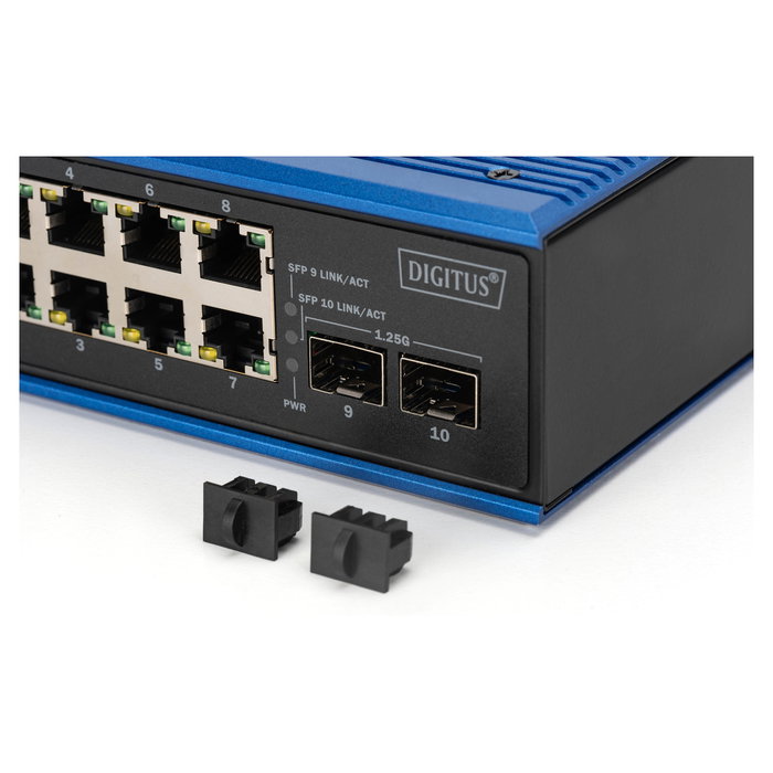 Digitus Switch Gigabit Ethernet Industrial 8+2 Puertos No Administrado para Montaje en Carril DIN IP40 10/100/1000 Mbps