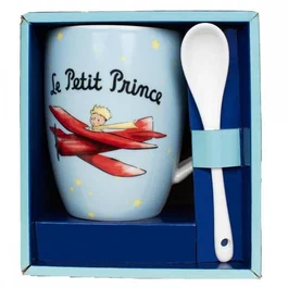 Enesco Taza con cuchara El Principito - Set de taza y cuchara con diseño del Principito en su avión - Pack regalo