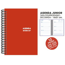 SENFORT Agenda Escolar Junior Espiral Tapa PVC 150x210 Rojo (2026-27)