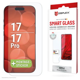 Displex Displex 02169 Protector de Pantalla Smart Glass Vidrio Templado 9H para Apple iPhone 17/17 Pro, Transparente, Aplicación sin Burbujas, Anti-huellas