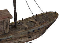 DKD Home Decor Figura de Barco Desgastado en Madera y Metal