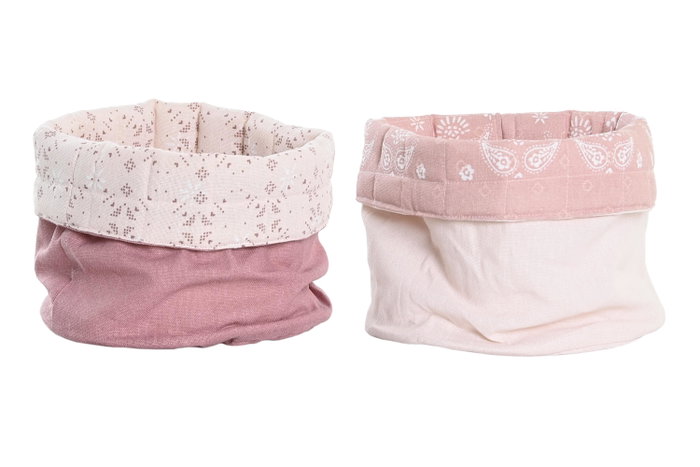 DKD Home Decor Cesta Rosa Blanco Scandi 16 x 11 x 16 cm (6 Unidades) DKD Home Decor Cesta Rosa Blanco Scandi 16 x 11 x 16 cm (6 Unidades)