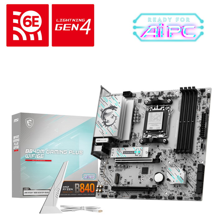 MSI B840M GAMING PLUS WIFI6E Placa Base Socket AM5 DDR5 para Procesadores AMD Ryzen 7000/8000/9000 Series