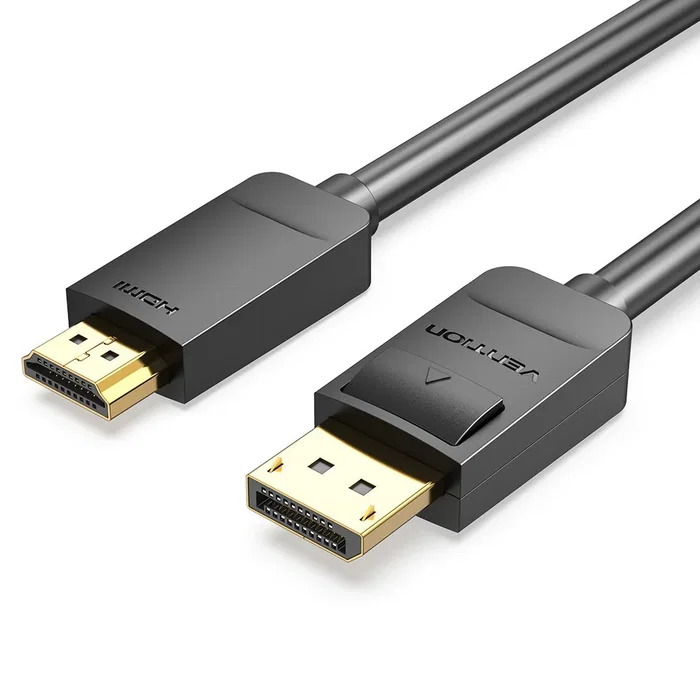 Vention Adaptador de Cable DisplayPort 8K 1.4 (HADBH) a HDMI, 2m, Negro, HDR, 32.4 Gbps, Compatible con 7680x4320@60Hz, 4K@144Hz, Chapado en Oro