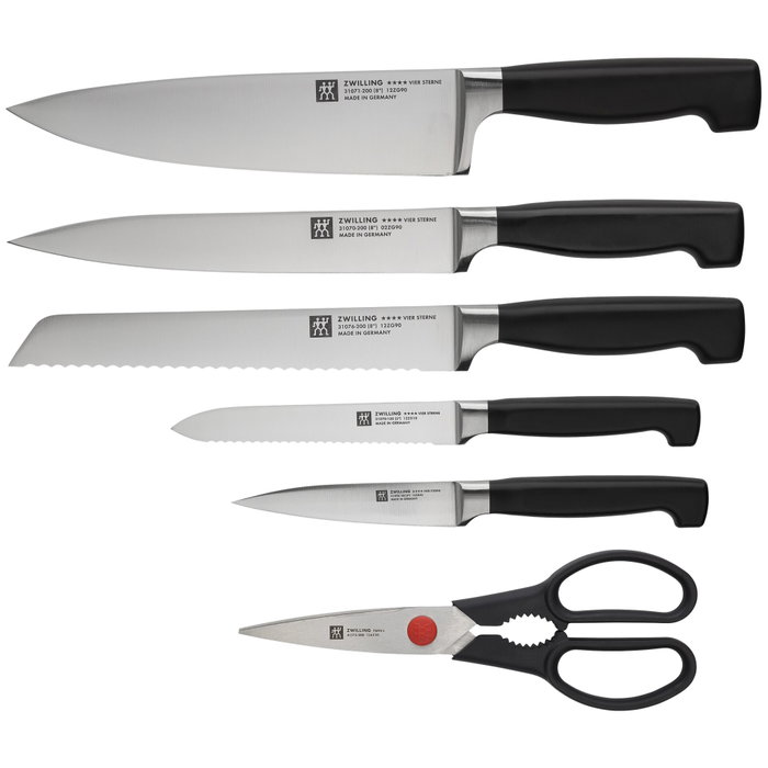 Zwilling Vier Sterne Knife Block 7 piezas Ash/Fresno con tecnología autoafilable de cerámica