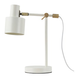 Fbright Lámpara de Mesa Serantes Modelo 1XE27 - Blanco Roto con Detalles Dorados, Pantalla Cilíndrica, IP20, Casquillo E27, 25W Max, 30x14x35.1 cm